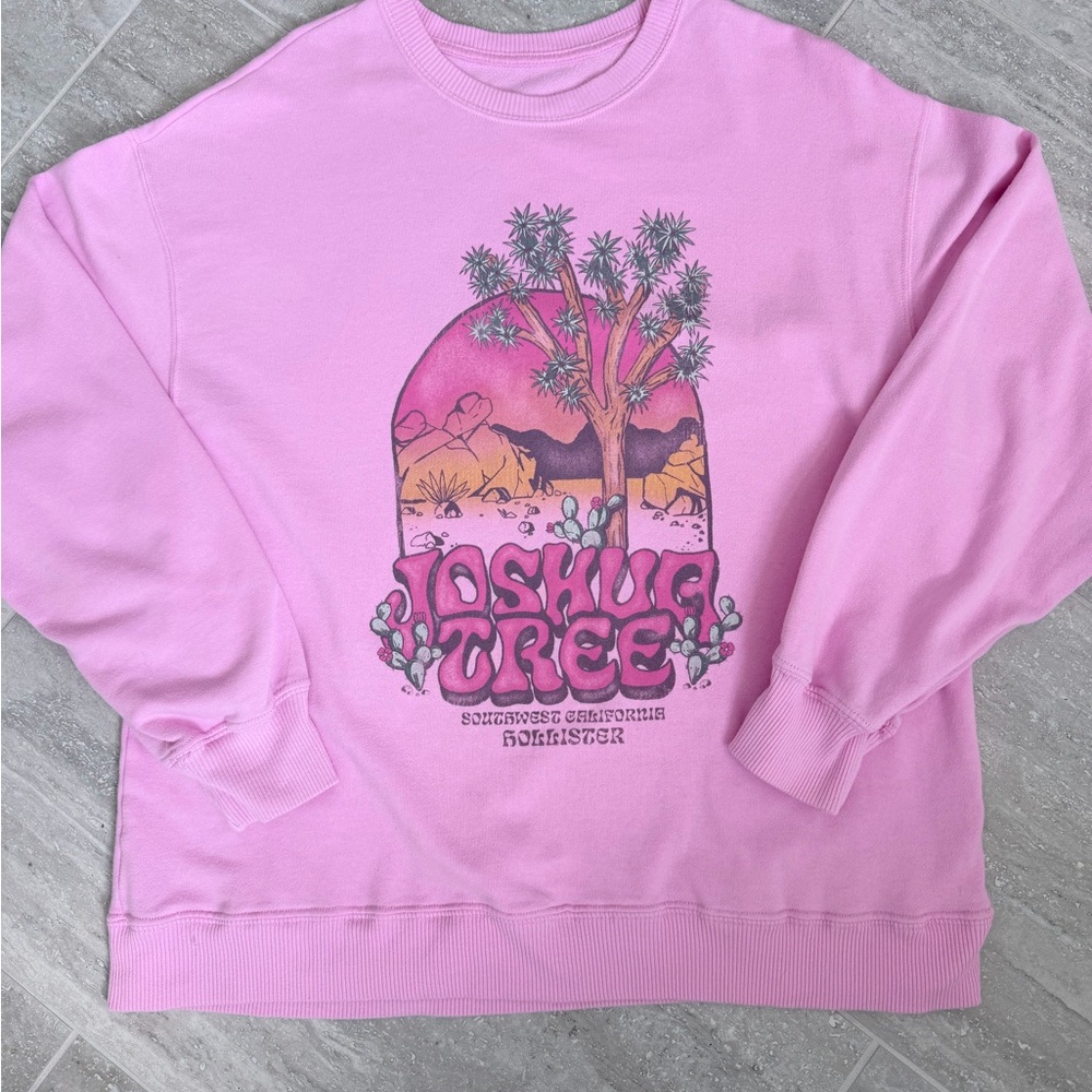 Joshua Tree Pink Graphic Sweatshirt Desert Southwest Hollister Size S - Picture 5 of 11